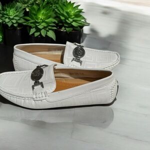 White Leather Loafers with Tassel Detail